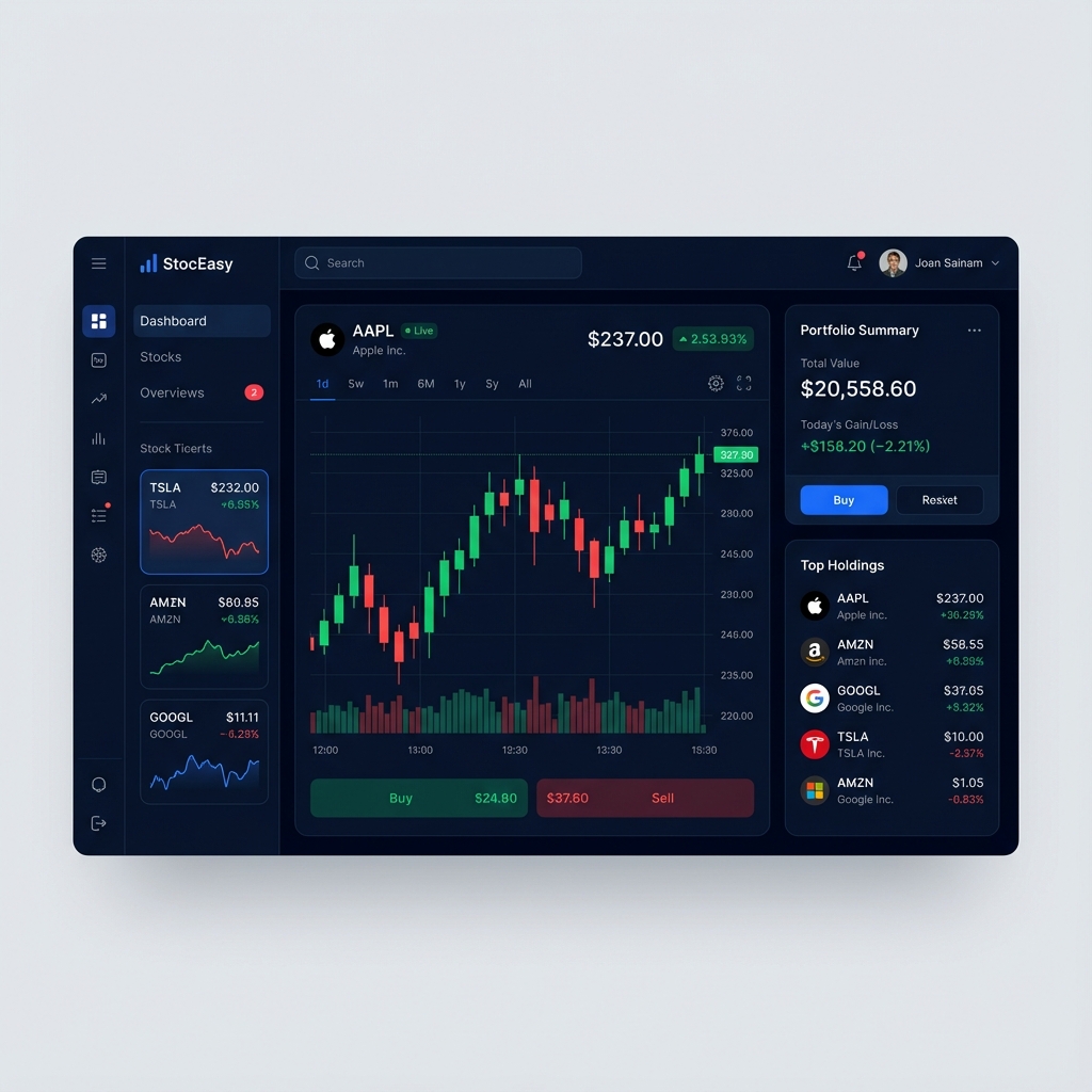 StockEasy - Real-time stock market data and portfolio management by Dann